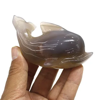 ръка высекла естествено украшение делфин камък Ахат кристален сладък за продажба