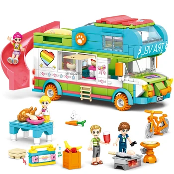 433pcs City Camper Van Bus Caravan Building Blocks Friends Series for Girls Figures Heartlake Bricks Set детски играчки