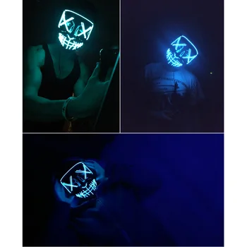 Хелоуин Led Mask Party Маскарадът LED Neon Maske Light Glowing Cosplay Horror Halloween Led Mask EL Тел Light Up In Dark