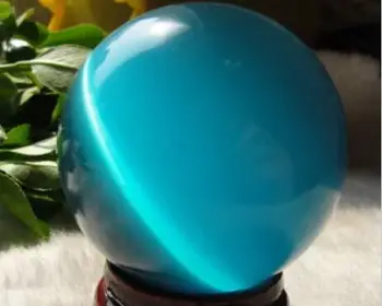 Кварцов Синьо котешко око Crystal исцеляющий топка Обхват 50 мм + поставка