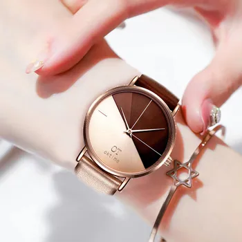 Уникални творчески черно бели кварцови кожени ръчни часовници дамски подаръци градиентный цвят дамски часовник от розово злато reloj hombre