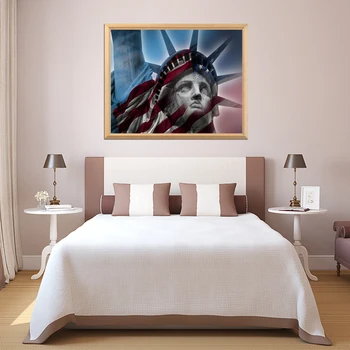 Статуята на Свободата и знамето на Съединените американски Щати 5D САМ Diamond Живопис квадратна Диамантена бродерия кристали мозайка картина