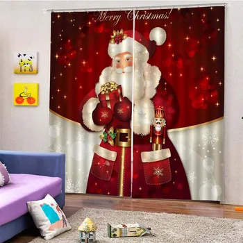 2020 коледна украса за Дома 2 бр. 3D затъмнение завеса Дневна Спалня стар Дядо Коледа Коледна елха бърза доставка