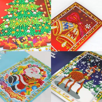 HOMFUN Диамант живопис карикатура на Дядо Коледа Весела Коледа хартиени поздравителни картички занаят САМ децата фестивал на поздравителни картички за подарък