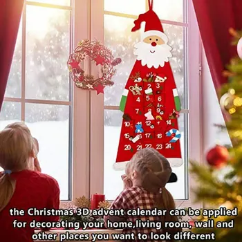 Календар и джобове филц деца стенен Дядо Коледа 24 дни countdown декори подарък за Коледа SDF-кораб