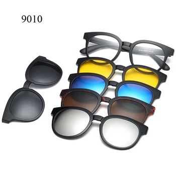Мода 5 Lenes Магнит слънчеви очила клип огледален клип на слънчеви очила мъжки поляризирани очила клип потребителски рецепта късогледство