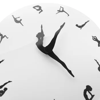 Йога пози, декоративни стенни часовници йога спорт фитнес зала фитнес начало на стена арт декор часовник ръчна изработка на уникален дизайн подарък за жена момиче