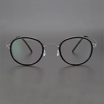Дания марка, дизайнер, ръчно изработени Титановая рамки за очила на Мъже, Жени свръхлеки стари кръгли оптични очила с ацетатным пръстен