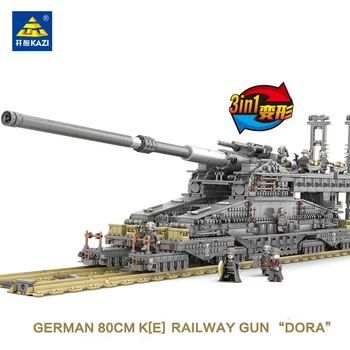 Кази 3846ШТ военен боен танк Тежък Густав жп път САМ събрани строителни блокове на детски подарък играчка 6-15 години