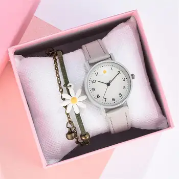 Изискан Дамски Модни Цветни Часовници 2020 Daisy Design Елегантни Дамски Ръчни Часовници Лесен Номер Дамски Кварцов Кожени Часовници