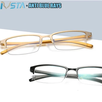 IVSTA алуминиеви очила мъжете Al-Mg крак рецепта за очила за компютър анти-сини лъчи на светлината блокиране на игралната късогледство половината рамки от метал