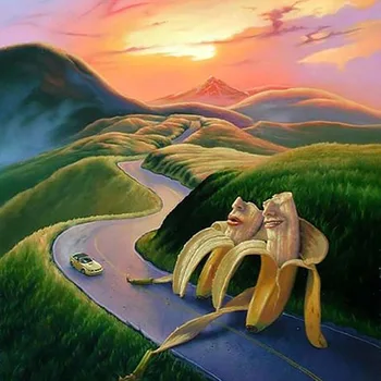 5d Диамант живопис плодове човек пълен с квадратен Диамант живопис банан карикатура пътят е планински кристал, бродерия домашен интериор на абстрактното изкуство A75