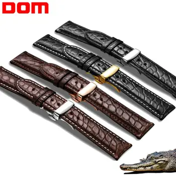 DOM марка крокодилска кожа каишка за часовник каишка от естествена кожа 14 мм и 16 мм, 18 мм, 20 мм и 22 мм, 24 мм, черно кафяви на жените и мъжете каишка за часовник