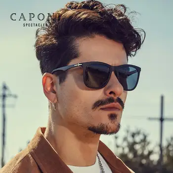 CAPONI Polaroid мъжки слънчеви очила за шофиране TR-90 Frame риболовни слънчеви очила модерен стил черен цвят за мъже UV400 BS602