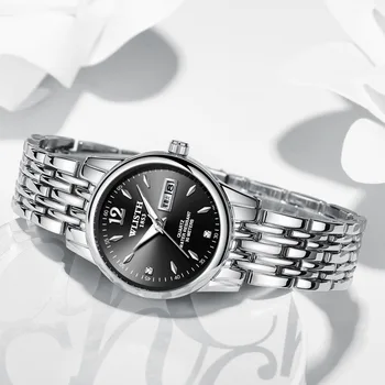 Wlisth Top Brand Women Watch Tungsten Steel Watches Влюбените Gift розово злато китайско-английски календар кварцов часовник водоустойчив