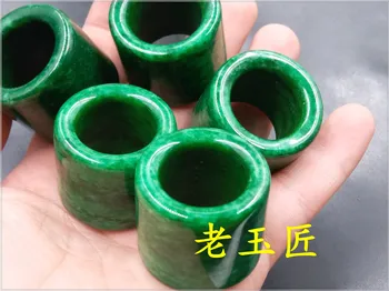Натурален зелен нефрит 22 мм пръстен jadeite Амулет мода китайски Чар ръчно изработени бижута занаяти късмет подаръци на жените и мъжете нова