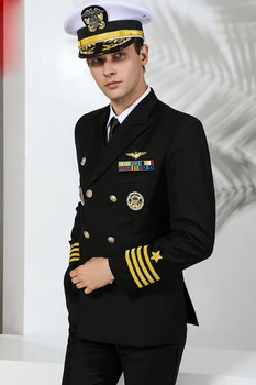 Международен военно-морски стандарт униформи яхта кораб на морска служба капитан облекло моряк вечеря костюм на мъжете Воллен тренчкот