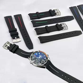 Каишка водоустойчив силикон каишка за часовник Mijia Hippocampus Super Black and Green Water Светия Дух King Rolex, TAG 20mm Watch