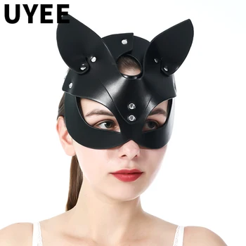 UYEE садо-мазо Връзване Секси Момиче Halloween Costume Leather Cat Mask For Women Club/Fancy Топка Stage Performance Party Mask Sex Tools