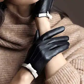 Високо Качество На Елегантни Дамски Кожени Ръкавици Естествена Кожа Есен Зима Пролет Гореща Мода Дамски Къса Прическа Ръкавици G567