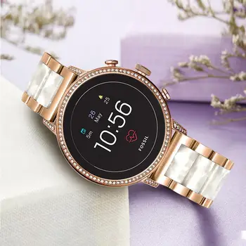Каишка за часовник от неръждаема стомана и смола 18 мм за Fossil Women ' s Gen 4 Venture HR /Women Gen 4 Sport / Gen 3 Q Venture Watch Band каишка