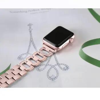 Каишка за часовник Apple watch 5 4 band diamond 38mm 42 милиметра 44 mm 40mm Гривна от неръждаема стомана за iWatch Series 5 4 3 2 1 Accessorie