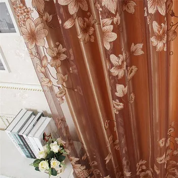 1бр луксозен завеса на цветя престижна жакард прежда завеси за хол спалня Декор тюл завесата Врати, прозорци, щори