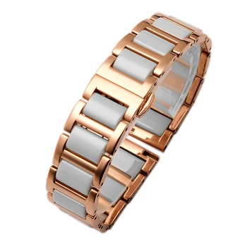 Быстроразъемный Керамичен каишка от неръждаема стомана за мъже и жени са модни часовници 12 14 15 16 18 19 20 22 мм розово злато керамика