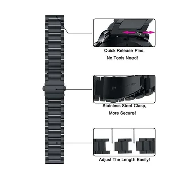 За Samsung galaxy watch 3 45 мм 41 мм и каишка от неръждаема стомана метална гривна каишка за часовник galaxy watch 46 мм Active 2 Каишка