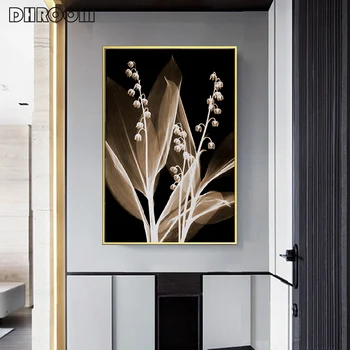 Съвременна живопис върху платно абстрактни черно - бели цветя стенни живопис върху платно, стенни картини за хола домашен интериор