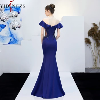YIDINGZS прозрачни апликация от мъниста дълга вечерна рокля с открити рамене елегантна вечерна рокля YD16288