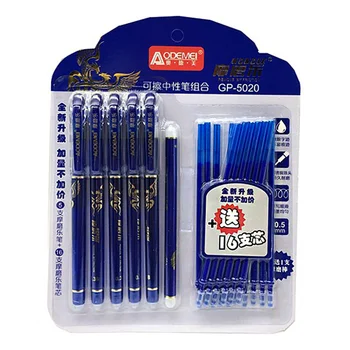 Стираемый комплект дръжки 0,5 мм моющаяся дръжка сини черни мастила за писане гел писалка за зареждане на училищното офис консумативи, резервни части