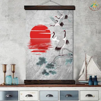 Съвременните артистични щампи върху платно плакат стенни живопис превъртане живопис художествено произведение на стенно изкуство и картини живопис изкуство червено-коронован две японското изкуство
