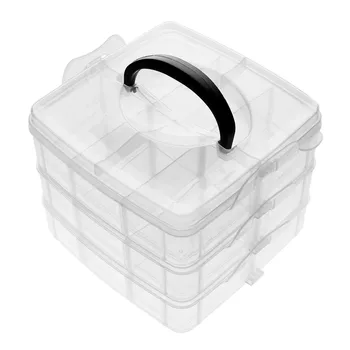 Пластмасова кутия 3 слоя 18Grid за съхранение на топчета шевни занаяти дисплей бижута организатор колие кутия за съхранение на куфар козметика контейнер