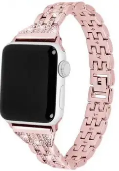 За момичета диамантена каишка за Apple Watch Band series 5 4 SE 40 44mm неръждаема стомана за iwatch 6 каишка за часовник серия 3 2 1 38 42мм