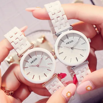 Марка Kezzi керамични часовници Бяло цвете кварцов часовник водоустойчив гривна ръчни часовници за жени часовници montres femmes