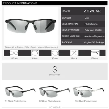 AOWEAR мъжки фотохромичните мъжки слънчеви очила polarized дневно и нощно шофиране Хамелеон очила алуминий, магнезий спортен стил слънчеви очила