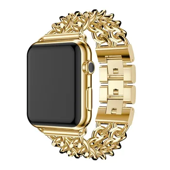 За Apple Watch 5 4 40 мм 44 мм въжета за часовници Гривна от неръждаема стомана, каишка луксозен каишка за iWatch Series 5 4 3 38 мм 42 мм розово злато