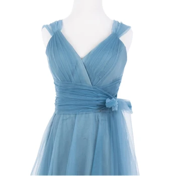 FENTEFEN 2020 дълга вечерна рокля A-line Vestido de Феста Pleat V-образно деколте, вечерни абитуриентски рокли Robe de Soiree Longue Dress