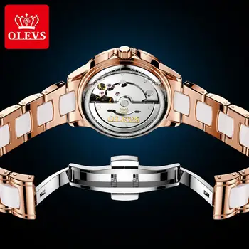OLEVS женски автоматични механични часовници дамски часовници луксозни рокли от неръждаема стомана модерен дамски часовници от топ-марка 2020