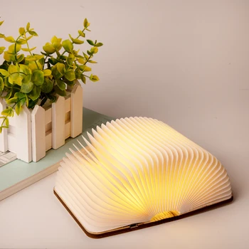 USB акумулаторна топло бяла led дървена сгъваема мини-книга Формата на светлина настолна нощна лампа за дневна коледен декор