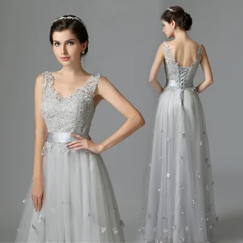 FADISTEE нов пристигане елегантна вечерна рокля, абитуриентски бални рокли апликация dress a-line цветя, дантела up long style dress