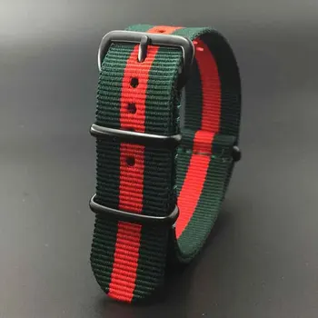 Дебели платно найлонов ремък 18 мм и 20 мм и 22 мм, 24 мм мъжки ленти найлонови въжета за часа на Yane Army Sport Watch 3 Ring 007 Nato Strap