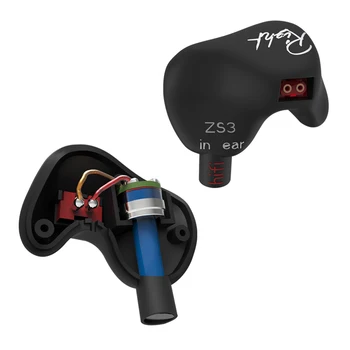 KZ ZS3 ергономични подвижни кабел слушалки в ушите, аудио монитори шумоизолация HiFi музика спортни слушалки с микрофони
