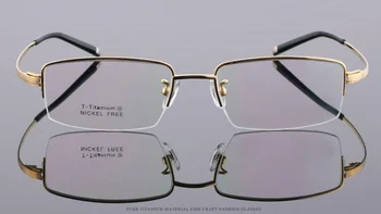 Чист титан мъже половината златни рамки рамки за очила луксозни очила късогледство Rx able високо качество