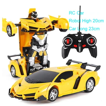 1:18 24CM RC 2 in 1Transformation Robots Sports Cars Driving Vehicle One-key Deformation Remote Control Car Toy for Boys F04