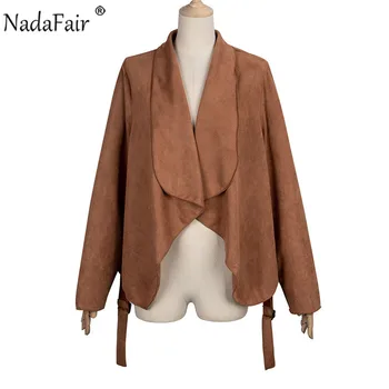 Nadafair ежедневни свободна яке на жената плътен жилетка отложной яка твърди велур зимни палта на горно облекло дамско яке