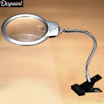 Dispaint Daimond Живопис Full 5D Square/ Round Led Magnify Glass Diamond Живопис magnifier Tools Gift